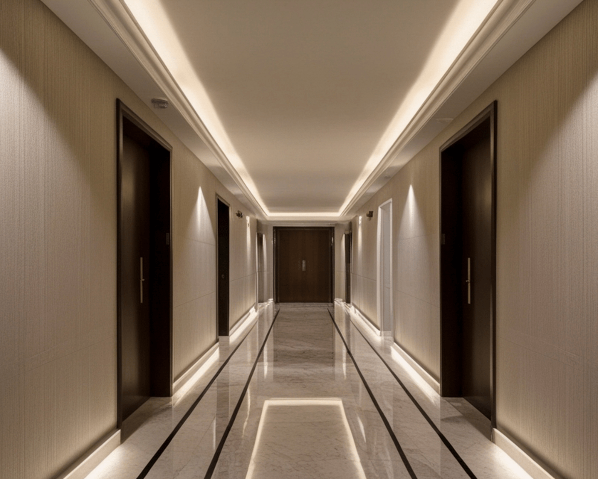 Corridoio interno illuminato con luce LED integrata
