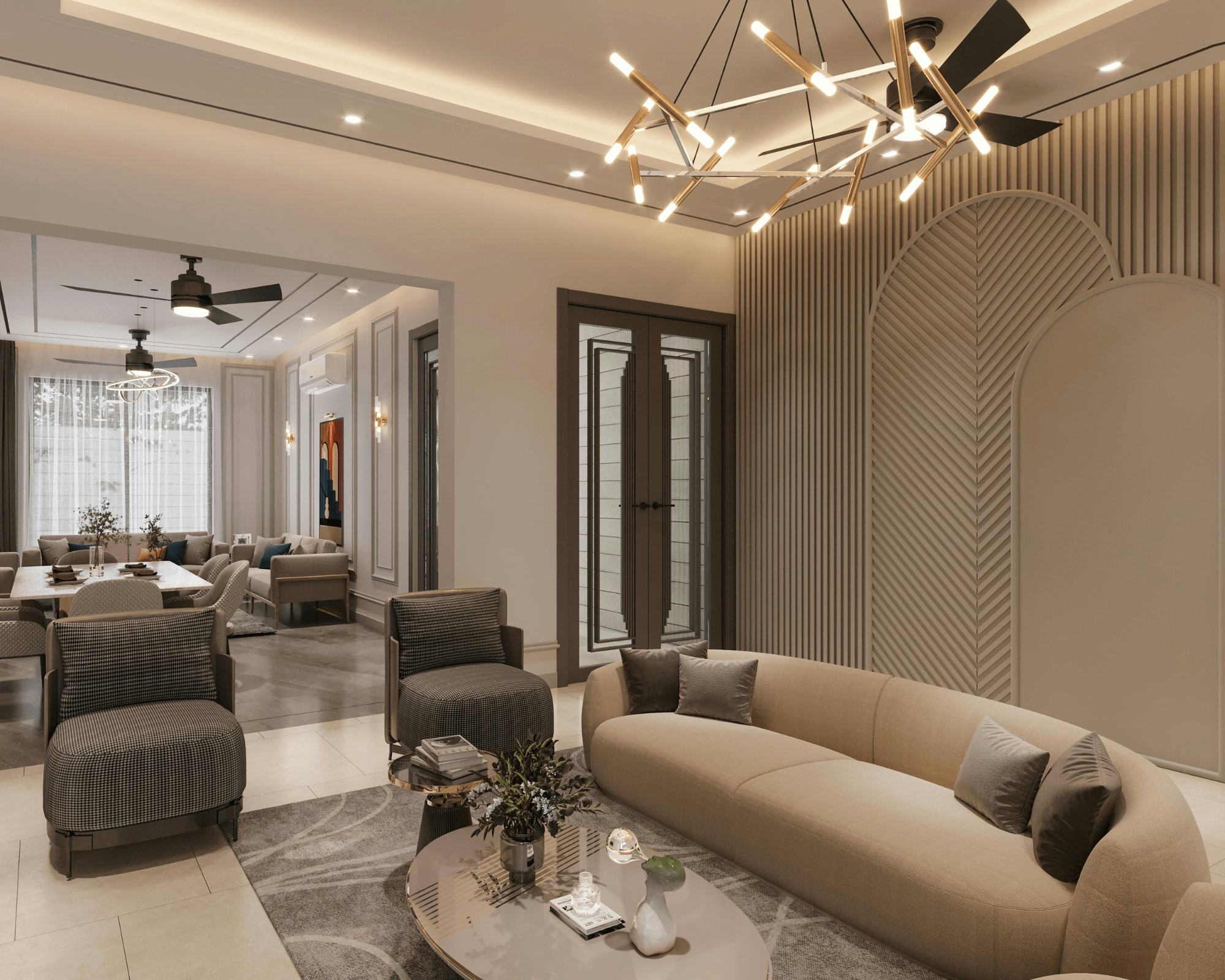 Illuminazione di design per zona living residenziale